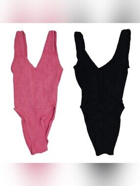 2 BOND-EYE Mara One Piece Swimsuits One Size Candy Pink & Black Bundle